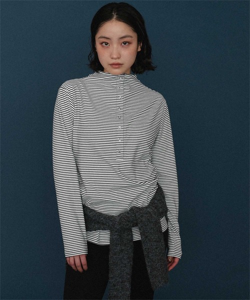 miette(ミエット)の「起毛プチハイネックヘンリートップス(Tシャツ/カットソー・レディース・ホワイト/グレー/チャコール/ブラック・FREE)」の13枚目の写真