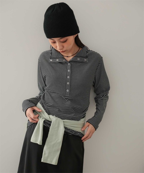 miette(ミエット)の「起毛プチハイネックヘンリートップス(Tシャツ/カットソー・レディース・ホワイト/グレー/チャコール/ブラック・FREE)」の19枚目の写真