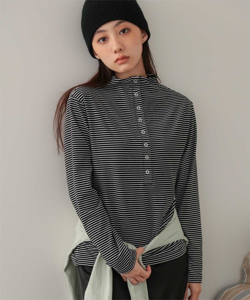 miette(ミエット)の「起毛プチハイネックヘンリートップス(Tシャツ/カットソー・レディース・ホワイト/グレー/チャコール/ブラック・FREE)」の20枚目の写真