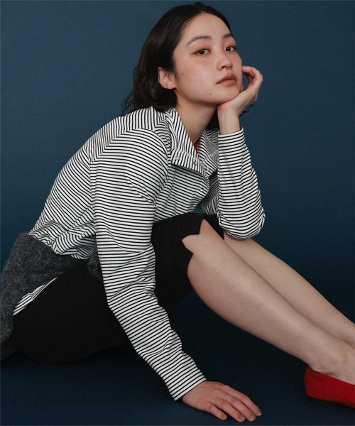miette(ミエット)の「起毛プチハイネックヘンリートップス(Tシャツ/カットソー・レディース・ホワイト/グレー/チャコール/ブラック・FREE)」の18枚目の写真