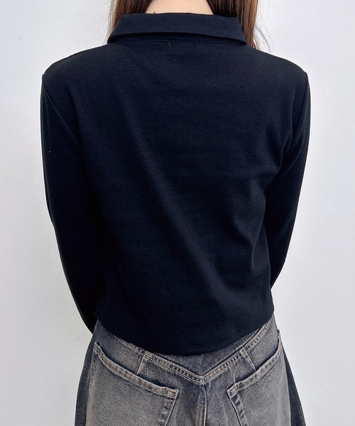 INGNI(イング)の「ナポレオン襟Wジップリブトップス(Tシャツ/カットソー・レディース・ブラック/グレー/オフホワイト・M)」の14枚目の写真