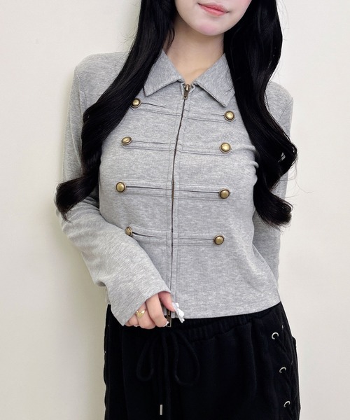 INGNI(イング)の「ナポレオン襟Wジップリブトップス(Tシャツ/カットソー・レディース・ブラック/グレー/オフホワイト・M)」の17枚目の写真