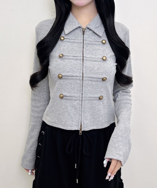 INGNI(イング)の「ナポレオン襟Wジップリブトップス(Tシャツ/カットソー・レディース・ブラック/グレー/オフホワイト・M)」の18枚目の写真