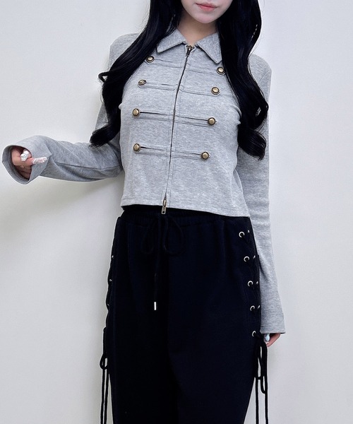 INGNI(イング)の「ナポレオン襟Wジップリブトップス(Tシャツ/カットソー・レディース・ブラック/グレー/オフホワイト・M)」の19枚目の写真
