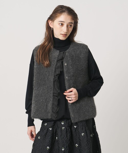 UNITED ARROWS(ユナイテッドアローズ)の「フォックスカシミヤ オーガンジー フリル ベスト(ベスト・レディース・ネイビー/ライトブルー/ダークグレー・FREE)」の1枚目の写真