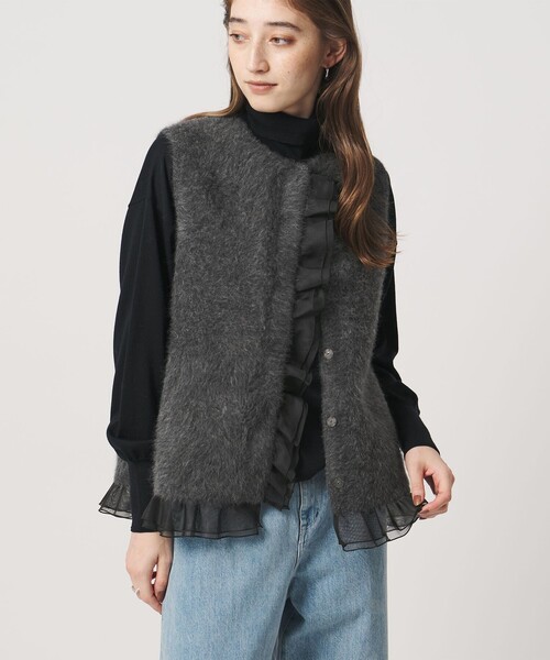 UNITED ARROWS(ユナイテッドアローズ)の「フォックスカシミヤ オーガンジー フリル ベスト(ベスト・レディース・ネイビー/ライトブルー/ダークグレー・FREE)」の14枚目の写真