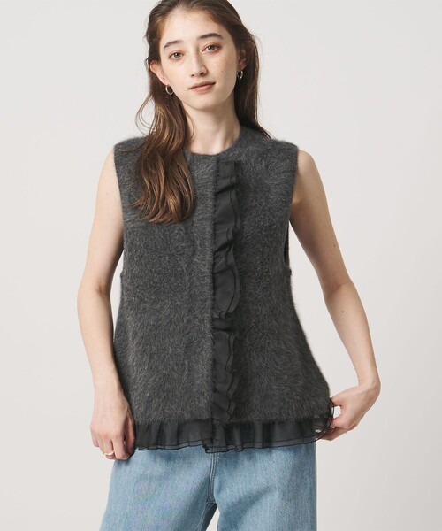UNITED ARROWS(ユナイテッドアローズ)の「フォックスカシミヤ オーガンジー フリル ベスト(ベスト・レディース・ネイビー/ライトブルー/ダークグレー・FREE)」の15枚目の写真
