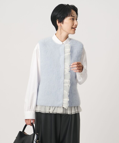 UNITED ARROWS(ユナイテッドアローズ)の「フォックスカシミヤ オーガンジー フリル ベスト(ベスト・レディース・ネイビー/ライトブルー/ダークグレー・FREE)」の18枚目の写真