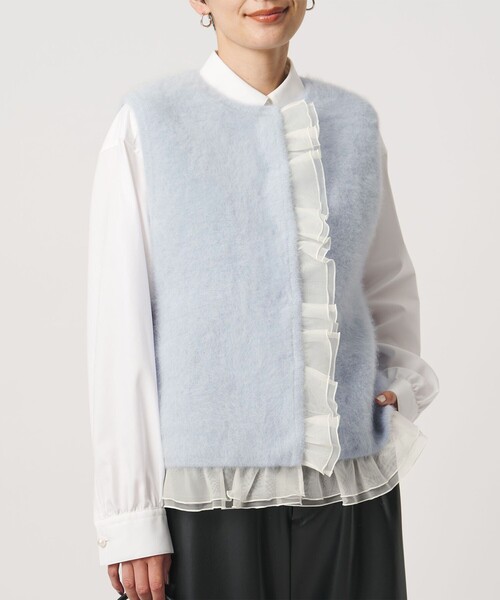 UNITED ARROWS(ユナイテッドアローズ)の「フォックスカシミヤ オーガンジー フリル ベスト(ベスト・レディース・ネイビー/ライトブルー/ダークグレー・FREE)」の21枚目の写真