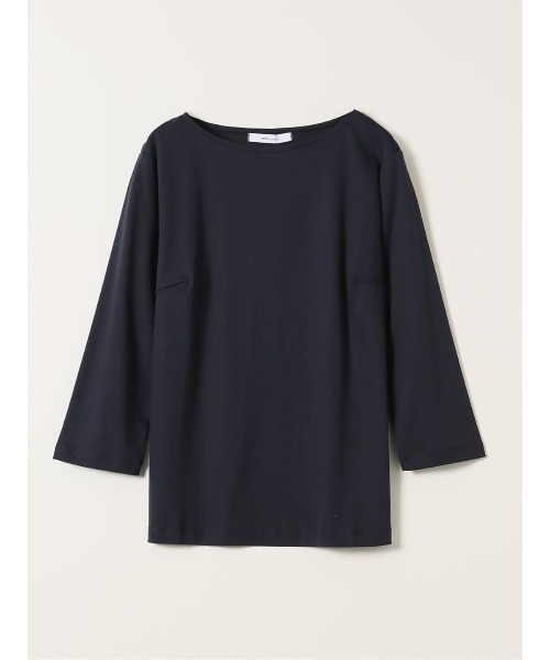m.f.editorial(エムエフエディトリアル)の「*Tシャツ レディース 7分袖 接触冷感 UV 無地 綿 コットン クルーネック プルオーバー(Tシャツ/カットソー・レディース・ブラウン/ホワイト/ネイビー/ベージュ・LARGE/MEDIUM)」の4枚目の写真