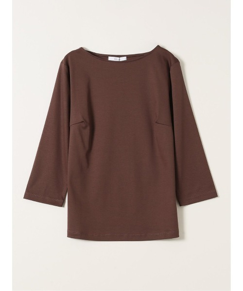 m.f.editorial(エムエフエディトリアル)の「*Tシャツ レディース 7分袖 接触冷感 UV 無地 綿 コットン クルーネック プルオーバー(Tシャツ/カットソー・レディース・ブラウン/ホワイト/ネイビー/ベージュ・LARGE/MEDIUM)」の1枚目の写真