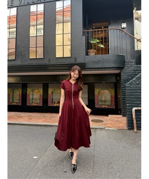 Her lip to(ハーリップトゥー)の「Front Zip Long Dress(ワンピース・レディース・バーガンディー・M/S)」の10枚目の写真