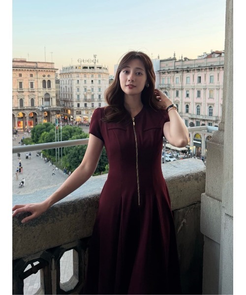 Her lip to(ハーリップトゥー)の「Front Zip Long Dress(ワンピース・レディース・バーガンディー・M/S)」の14枚目の写真
