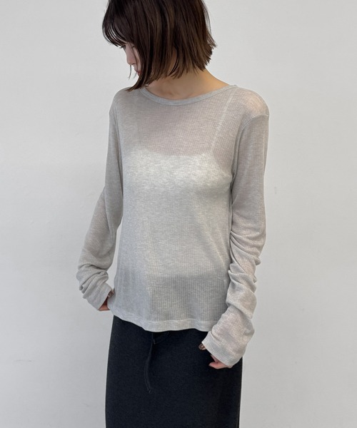 CANAL JEAN(キャナルジーン)の「bebyyou テンセルウールシアーロンT(Tシャツ/カットソー・レディース・ヘザーグレー/ネイビー/グレー・ONE SIZE)」の3枚目の写真