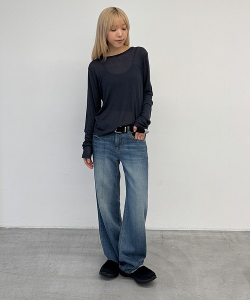 CANAL JEAN(キャナルジーン)の「bebyyou テンセルウールシアーロンT(Tシャツ/カットソー・レディース・ヘザーグレー/ネイビー/グレー・ONE SIZE)」の22枚目の写真