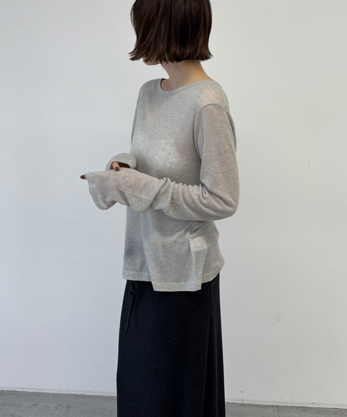 CANAL JEAN(キャナルジーン)の「bebyyou テンセルウールシアーロンT(Tシャツ/カットソー・レディース・ヘザーグレー/ネイビー/グレー・ONE SIZE)」の13枚目の写真