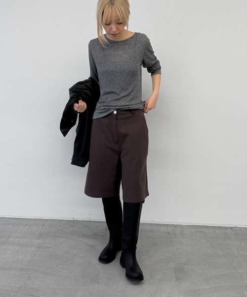 CANAL JEAN(キャナルジーン)の「bebyyou テンセルウールシアーロンT(Tシャツ/カットソー・レディース・ヘザーグレー/ネイビー/グレー・ONE SIZE)」の9枚目の写真