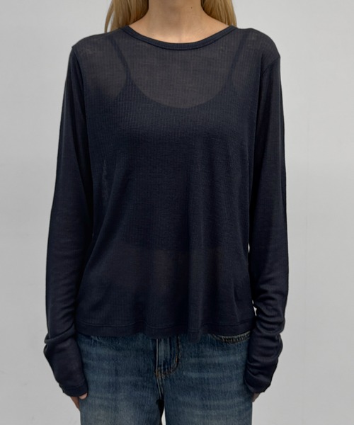 CANAL JEAN(キャナルジーン)の「bebyyou テンセルウールシアーロンT(Tシャツ/カットソー・レディース・ヘザーグレー/ネイビー/グレー・ONE SIZE)」の11枚目の写真
