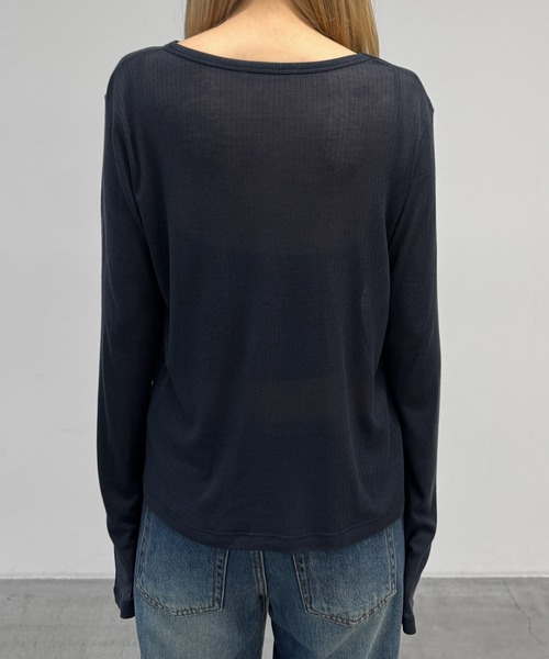 CANAL JEAN(キャナルジーン)の「bebyyou テンセルウールシアーロンT(Tシャツ/カットソー・レディース・ヘザーグレー/ネイビー/グレー・ONE SIZE)」の4枚目の写真