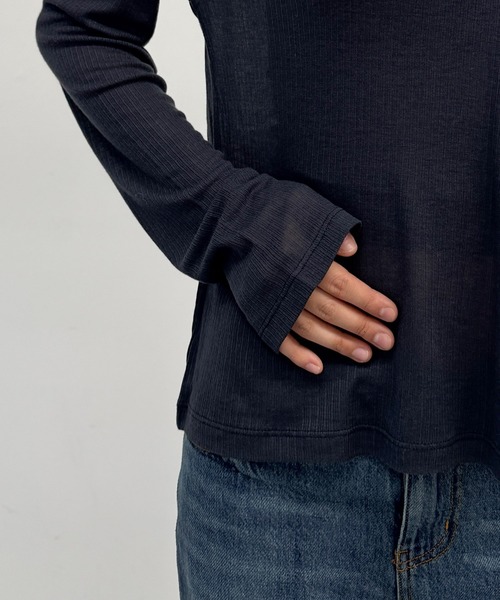 CANAL JEAN(キャナルジーン)の「bebyyou テンセルウールシアーロンT(Tシャツ/カットソー・レディース・ヘザーグレー/ネイビー/グレー・ONE SIZE)」の6枚目の写真