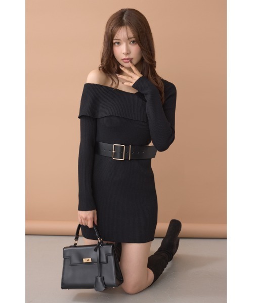 rienda(リエンダ)の「【AW先行アイテム】カシュクールワンショルダーニットタイトミニワンピース 秋服 冬服(ワンピース・レディース・ブラウン/ブラック/ライトブルー・FREE)」の1枚目の写真