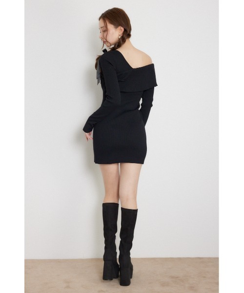 rienda(リエンダ)の「【AW先行アイテム】カシュクールワンショルダーニットタイトミニワンピース 秋服 冬服(ワンピース・レディース・ブラウン/ブラック/ライトブルー・FREE)」の6枚目の写真
