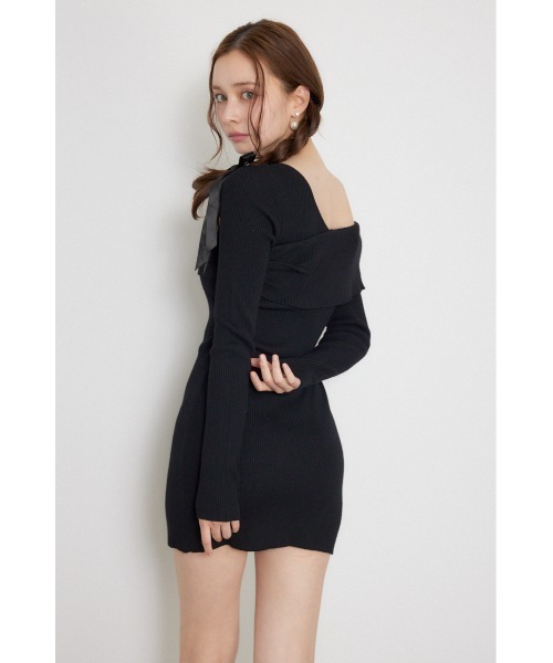 rienda(リエンダ)の「【AW先行アイテム】カシュクールワンショルダーニットタイトミニワンピース 秋服 冬服(ワンピース・レディース・ブラウン/ブラック/ライトブルー・FREE)」の9枚目の写真