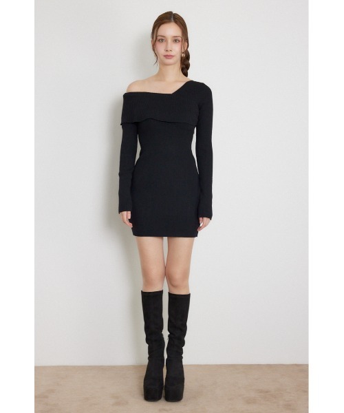 rienda(リエンダ)の「【AW先行アイテム】カシュクールワンショルダーニットタイトミニワンピース 秋服 冬服(ワンピース・レディース・ブラウン/ブラック/ライトブルー・FREE)」の10枚目の写真