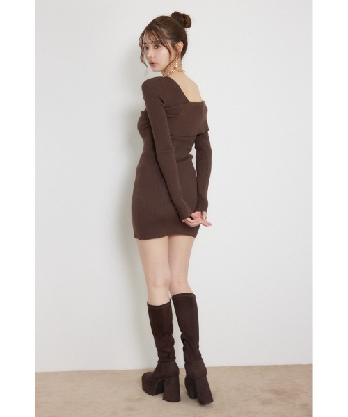 rienda(リエンダ)の「【AW先行アイテム】カシュクールワンショルダーニットタイトミニワンピース 秋服 冬服(ワンピース・レディース・ブラウン/ブラック/ライトブルー・FREE)」の13枚目の写真