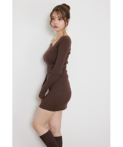 rienda(リエンダ)の「【AW先行アイテム】カシュクールワンショルダーニットタイトミニワンピース 秋服 冬服(ワンピース・レディース・ブラウン/ブラック/ライトブルー・FREE)」の15枚目の写真