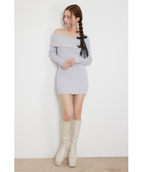 rienda(リエンダ)の「【AW先行アイテム】カシュクールワンショルダーニットタイトミニワンピース 秋服 冬服(ワンピース・レディース・ブラウン/ブラック/ライトブルー・FREE)」の18枚目の写真