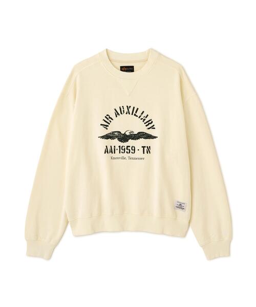 Alpha Industries（アルファインダストリーズ）の「Alpha Industries/アルファ インダストリーズ/ESSENTIAL CREW RELAXED FIT SWEATSHIRT 【AIR AUX】/エッセンシャル クルー リラックスフィット スウェットシャツ（スウェット・メンズ・ブラック/ベージュ・L/M）」の2枚目の写真