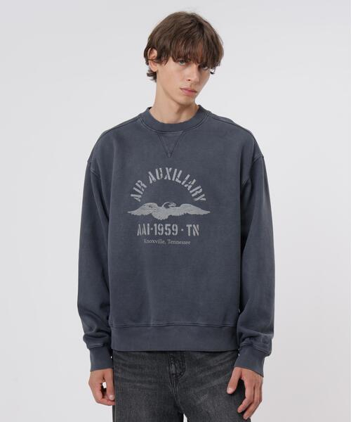 Alpha Industries（アルファインダストリーズ）の「Alpha Industries/アルファ インダストリーズ/ESSENTIAL CREW RELAXED FIT SWEATSHIRT 【AIR AUX】/エッセンシャル クルー リラックスフィット スウェットシャツ（スウェット・メンズ・ブラック/ベージュ・L/M）」の15枚目の写真
