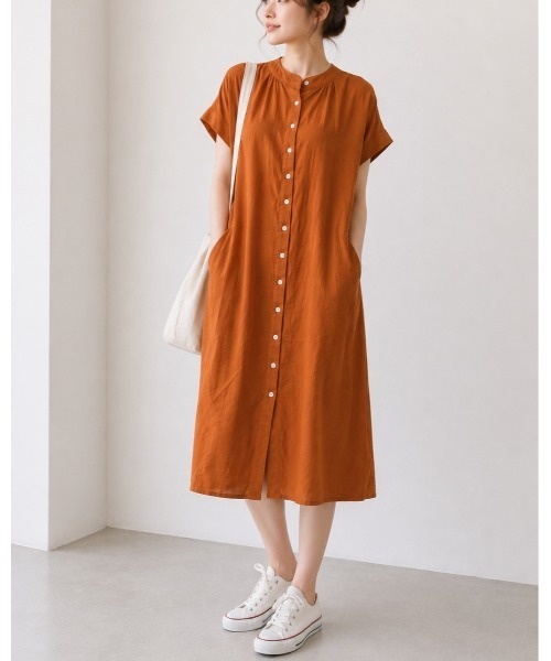 FAZVY(ファズビー)の「夏をさらっと楽しむ、ナチュラルギャザーワンピース(ワンピース・レディース・ホワイト/ブラウン・L/M)」の20枚目の写真