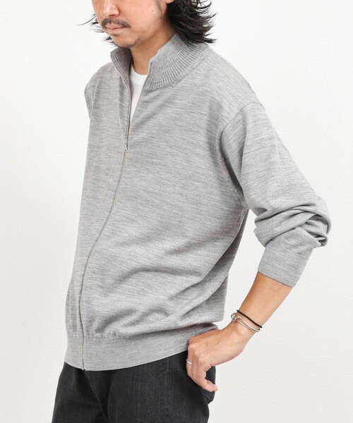 NOLLEY’S(ノーリーズ)の「ハイゲージウォッシャブルニットスタンドジップ 26AW(ニット/セーター・メンズ・ライトグレー/ブラック/オレンジ・XL/S/M/L)」の2枚目の写真