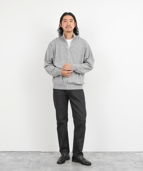 NOLLEY’S(ノーリーズ)の「ハイゲージウォッシャブルニットスタンドジップ 26AW(ニット/セーター・メンズ・ライトグレー/ブラック/オレンジ・XL/S/M/L)」の4枚目の写真