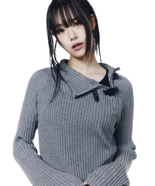 AAKAM（アーカム）の「Slant Zipper Belted Knit (Gray)（ニット/セーター・レディース・その他・1/2）」の6枚目の写真