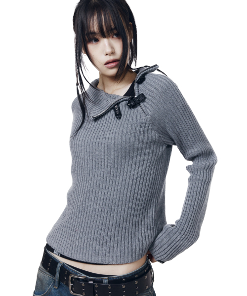 AAKAM（アーカム）の「Slant Zipper Belted Knit (Gray)（ニット/セーター・レディース・その他・1/2）」の7枚目の写真