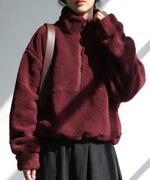 ボア ハーフジップ トップス