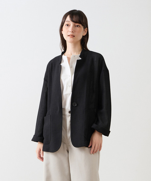 LOGEMENT DE CLAIRE(ロジュモンドクレール)の「カラミ素材ジャケット(その他アウター・レディース・ブラウン/ブラック/ホワイト×ブラック・FREE)」の3枚目の写真
