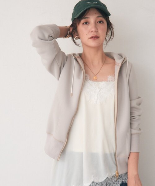 RIVE DROITE（リヴドロワ）の「【WEB限定】スポンジダンボールZIPパーカーカットソー（秋服）（パーカー・レディース・ブラウン/アイボリー/ブラック/ベージュ/オフホワイト・FREE）」の5枚目の写真