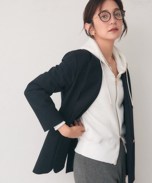 RIVE DROITE（リヴドロワ）の「【WEB限定】スポンジダンボールZIPパーカーカットソー（秋服）（パーカー・レディース・ブラウン/アイボリー/ブラック/ベージュ/オフホワイト・FREE）」の2枚目の写真