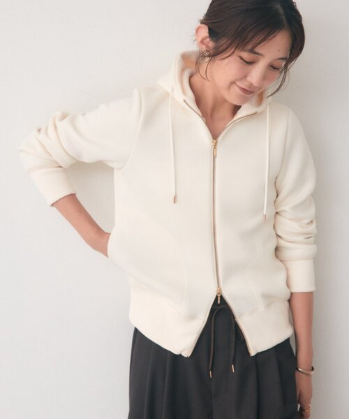 RIVE DROITE（リヴドロワ）の「【WEB限定】スポンジダンボールZIPパーカーカットソー（秋服）（パーカー・レディース・ブラウン/アイボリー/ブラック/ベージュ/オフホワイト・FREE）」の3枚目の写真