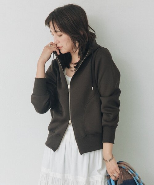 RIVE DROITE（リヴドロワ）の「【WEB限定】スポンジダンボールZIPパーカーカットソー（秋服）（パーカー・レディース・ブラウン/アイボリー/ブラック/ベージュ/オフホワイト・FREE）」の12枚目の写真
