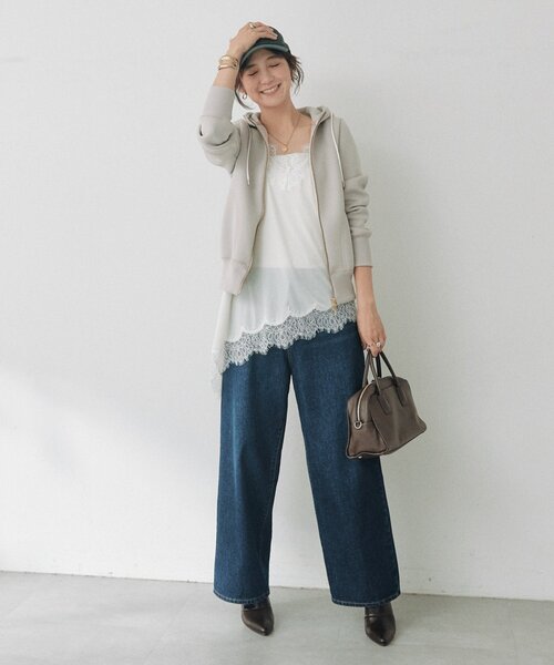 RIVE DROITE（リヴドロワ）の「【WEB限定】スポンジダンボールZIPパーカーカットソー（秋服）（パーカー・レディース・ブラウン/アイボリー/ブラック/ベージュ/オフホワイト・FREE）」の8枚目の写真