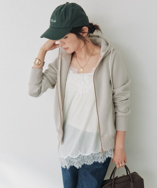 RIVE DROITE（リヴドロワ）の「【WEB限定】スポンジダンボールZIPパーカーカットソー（秋服）（パーカー・レディース・ブラウン/アイボリー/ブラック/ベージュ/オフホワイト・FREE）」の9枚目の写真