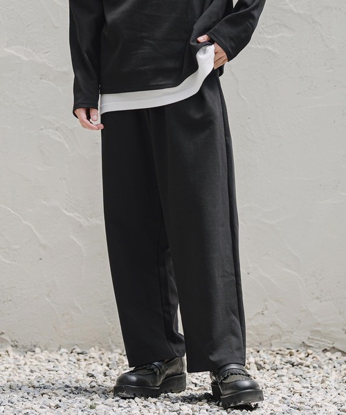 CAMBIO(カンビオ)の「mp15406- Karze Span Wide Straight Pants ワイドストレートトラックパンツ(A78126cmb)(その他パンツ・メンズ・ブラック/ネイビー/グレイッシュベージュ/ミックスグレー・L/M/S)」の1枚目の写真