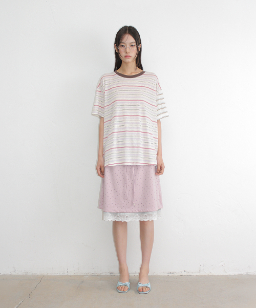 RONRON(ロンロン)の「DOT LAYERED LACE HEM SKIRT PINK(スカート・レディース・その他・FREE)」の3枚目の写真