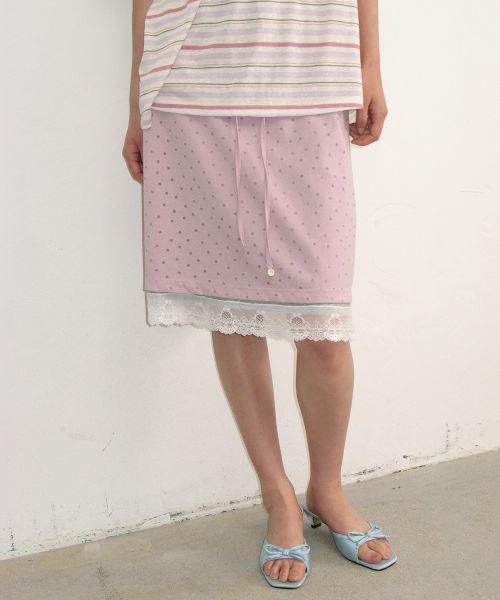 RONRON(ロンロン)の「DOT LAYERED LACE HEM SKIRT PINK(スカート・レディース・その他・FREE)」の4枚目の写真