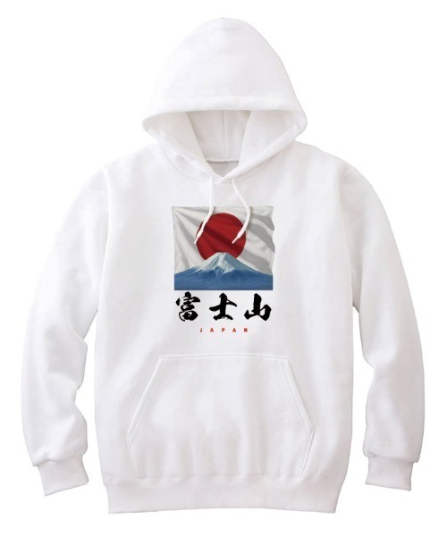 NIPOP(ニポップ)の「NIPOP(ニポップ) プルパーカー スウェット 裏毛 富士山 日の丸 和 イラスト プリント インバウンド お土産 トップス メンズ ユニセックス(パーカー・メンズ・ホワイト/ブラック/ヘザーグレー・M/L/XL)」の2枚目の写真